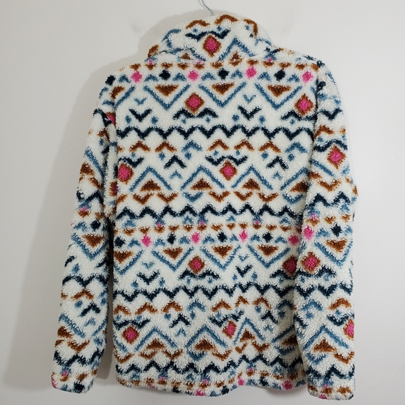 Eddie Bauer Plush 1/4 Zip Sherpa Aztec Southwestern Fleece Pullover Boho Medium - Picture 6 of 10